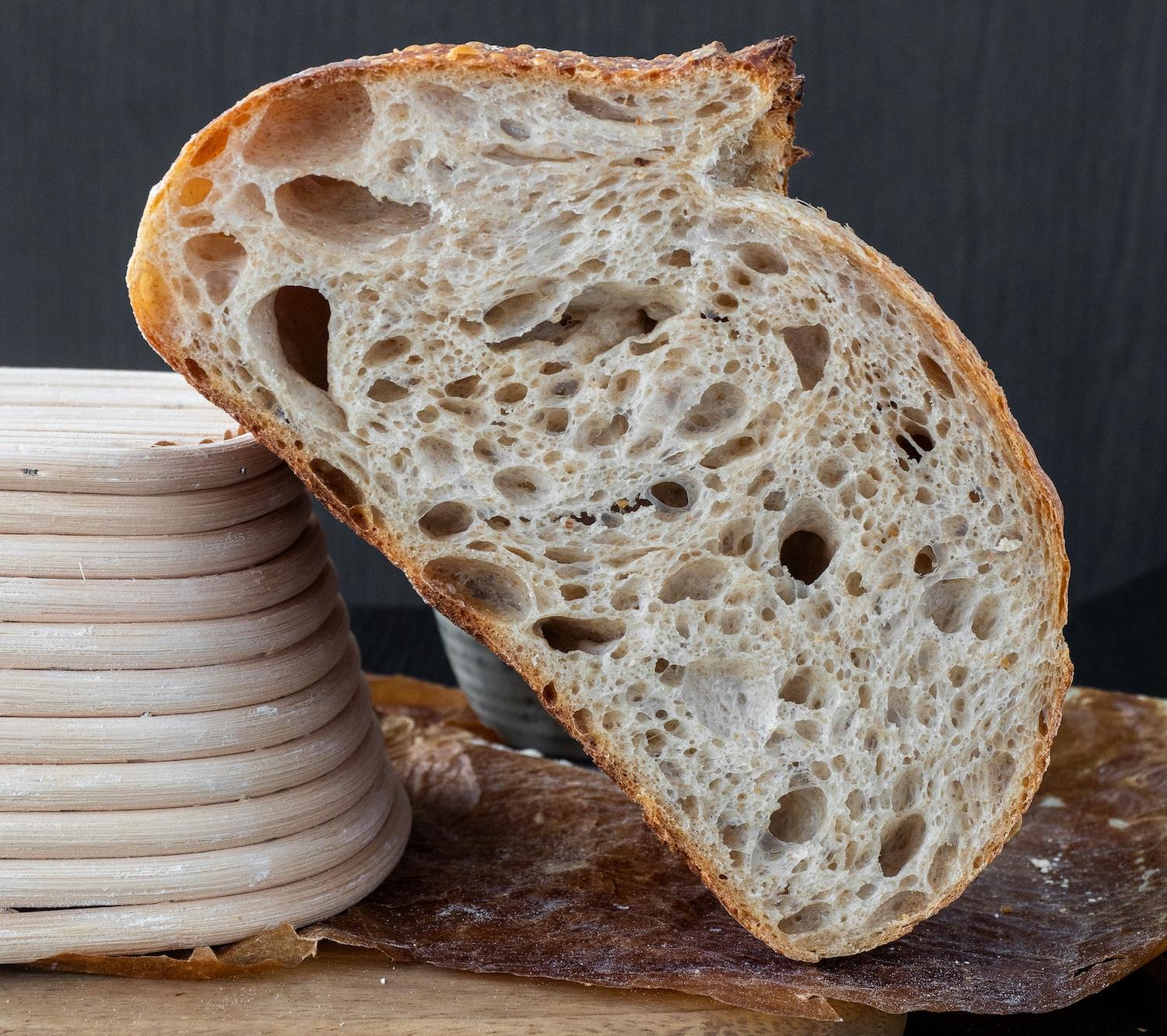 Artisan Sourdough Bread with Open Crumb Structure